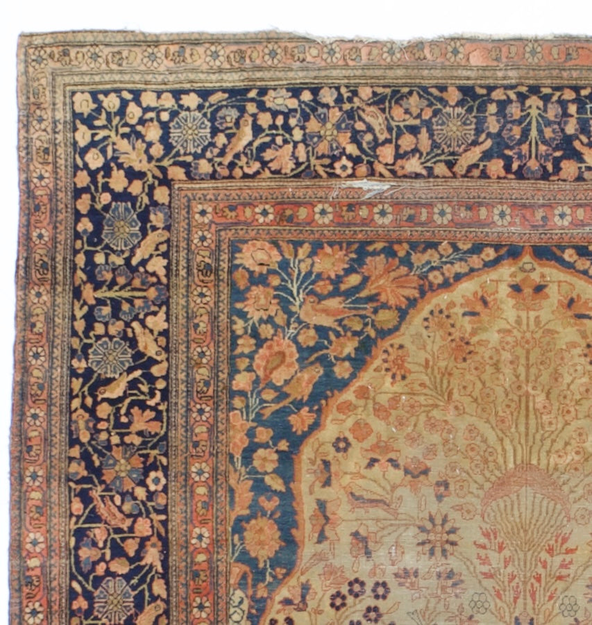 Antique Mohtasham Kashan Rug 4'4" x 6' 5"