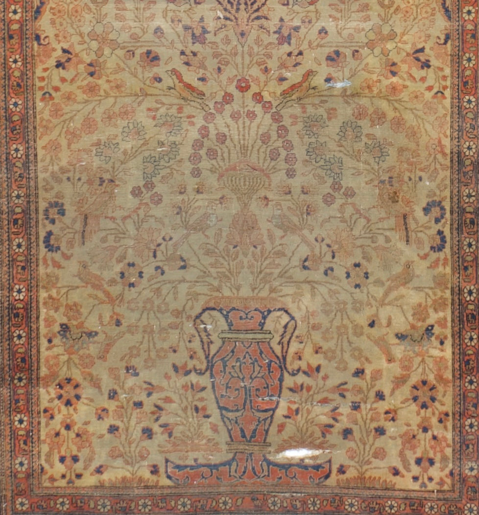 Antique Mohtasham Kashan Rug 4'4" x 6' 5"