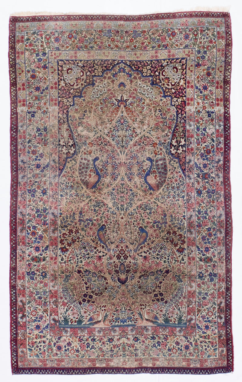 Antique  Lavar Kerman Rug 4'5