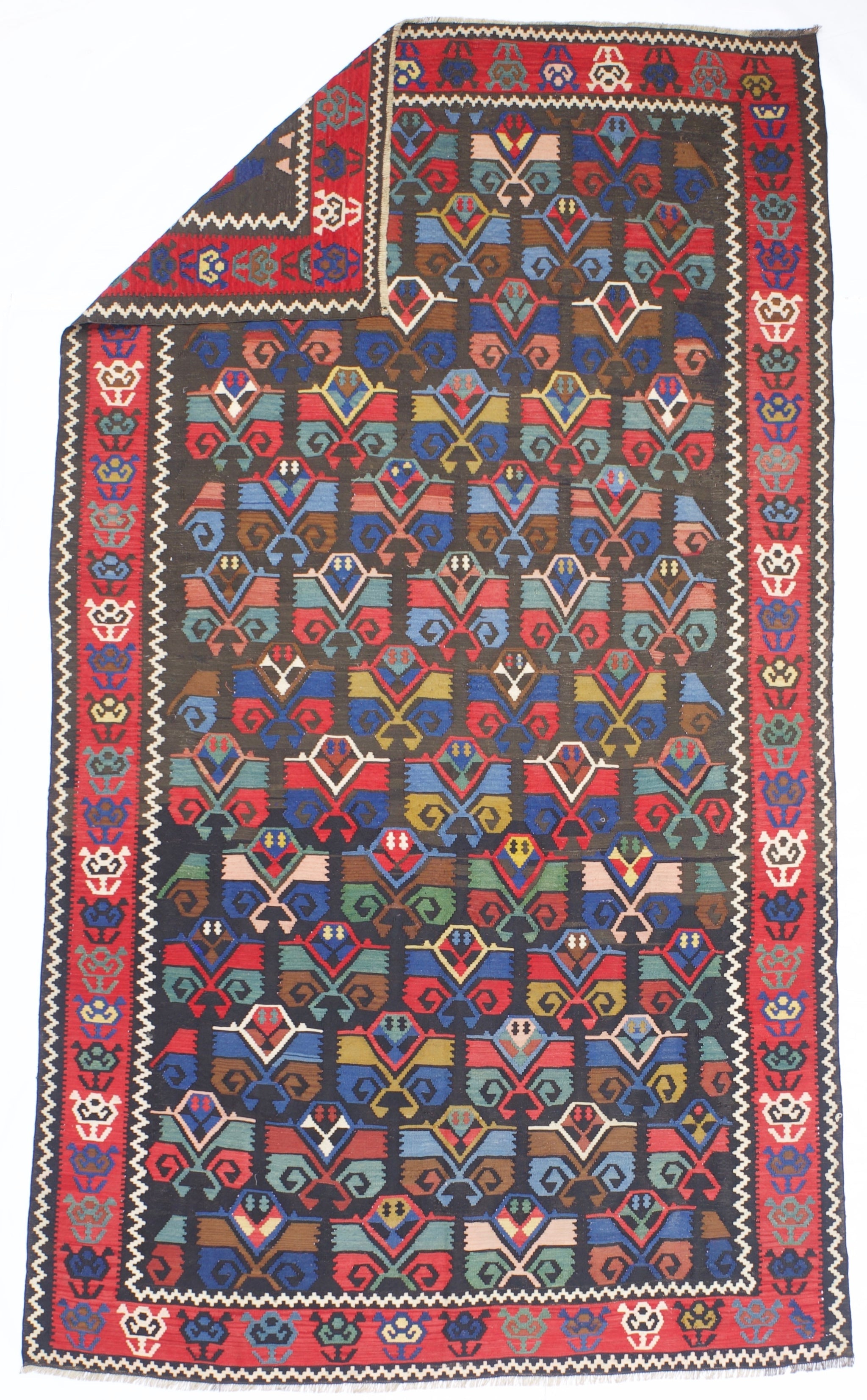 Antique Turkish Kilim Rug 5'6" x 9' 9"