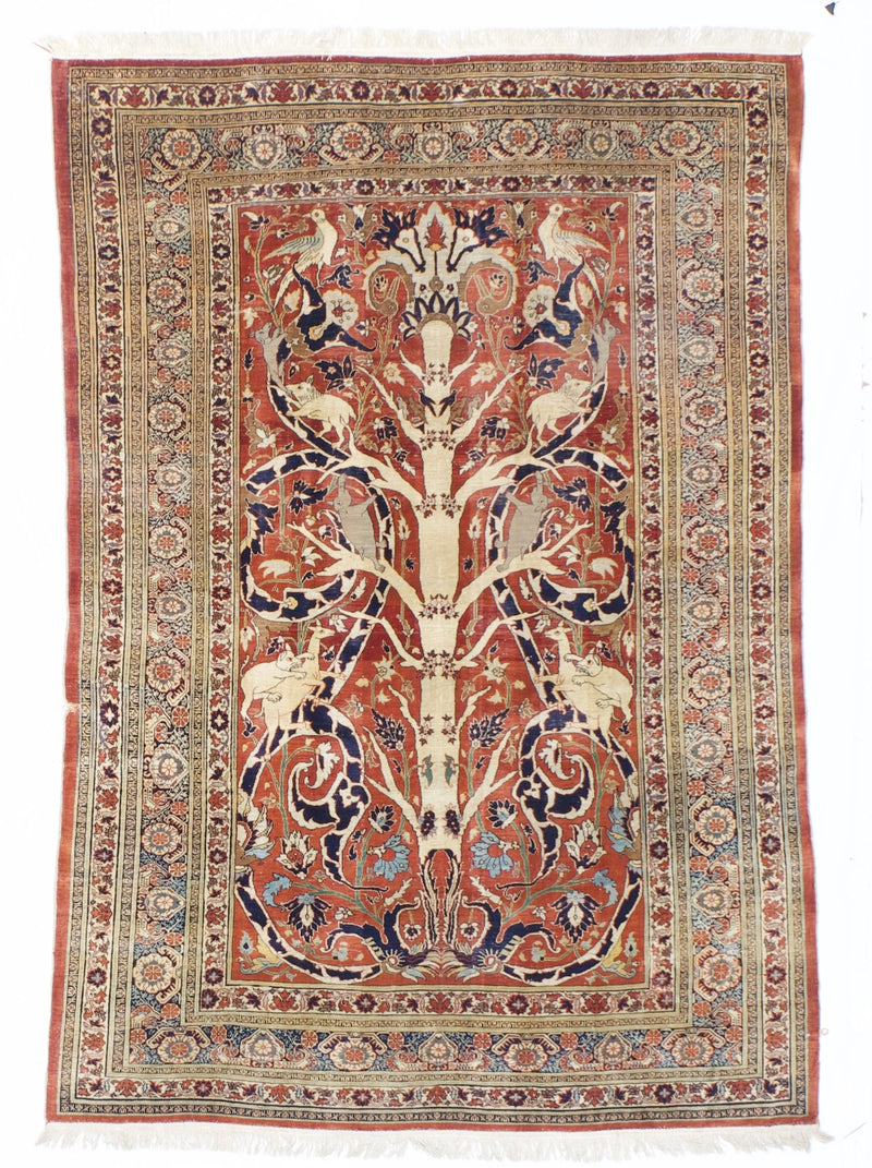 Extremely Fine and Rare Antique  Silk 4' 2