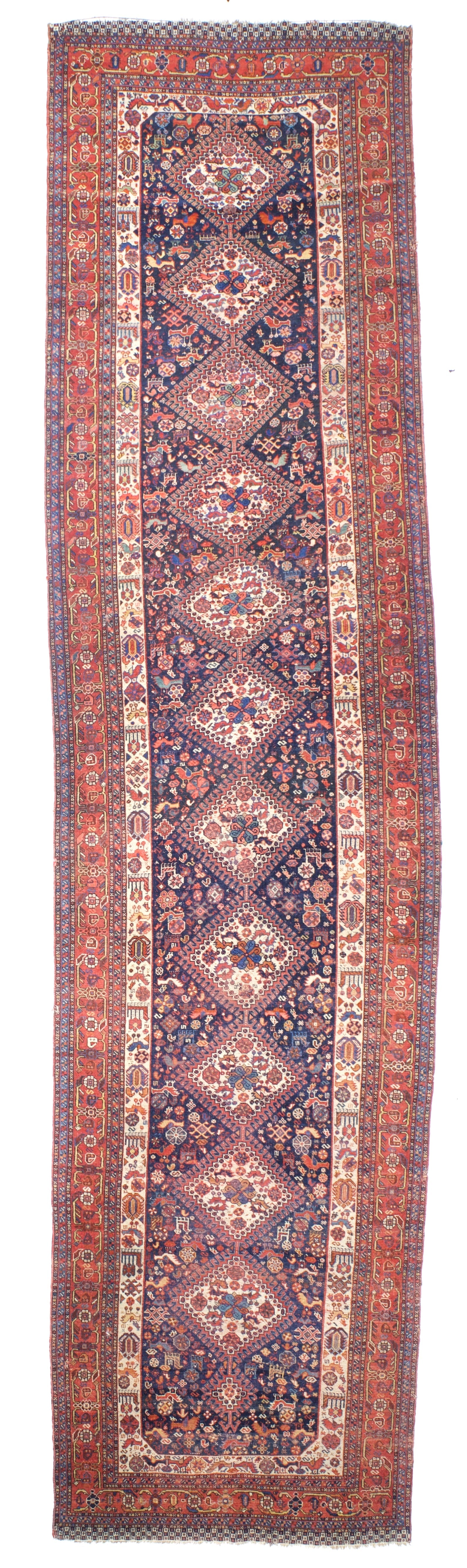 Antique  Qashqai Rug 3'10" x 16' 3''