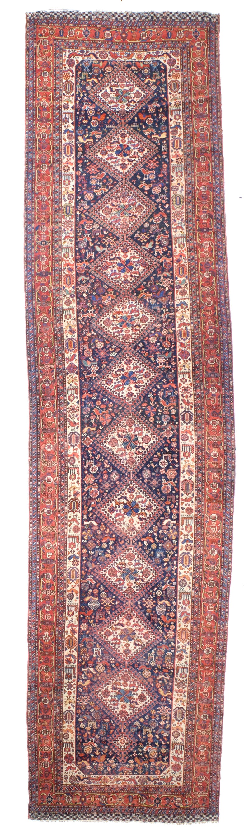 Antique  Qashqai Rug 3'10