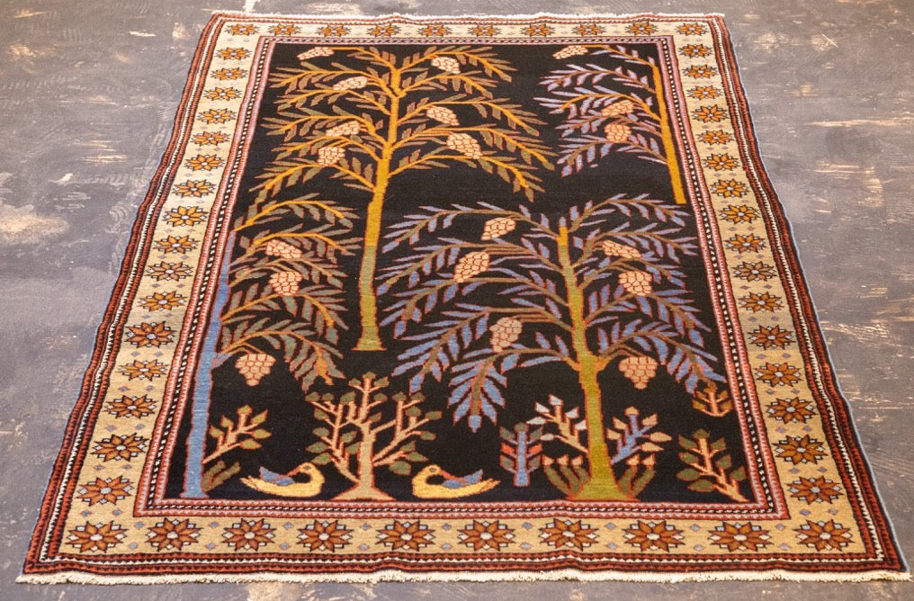 Antique Bakhshayesh unusual Tree Design Rug 4' 2" x 6' 11"