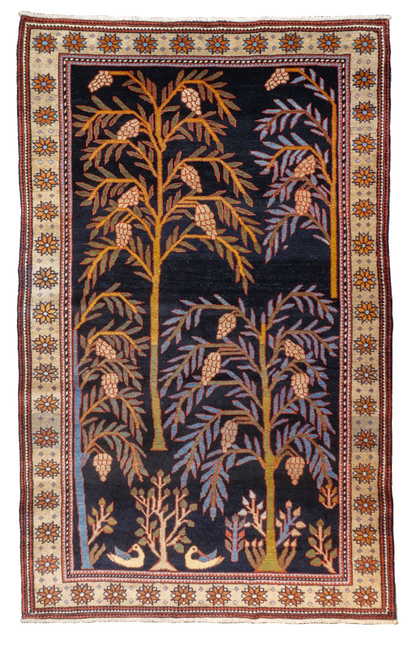 Antique Bakhshayesh unusual Tree Design Rug 4' 2" x 6' 11"