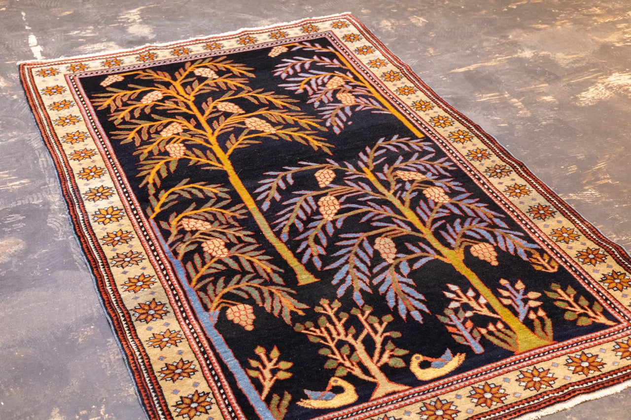 Antique Bakhshayesh unusual Tree Design Rug 4' 2" x 6' 11"