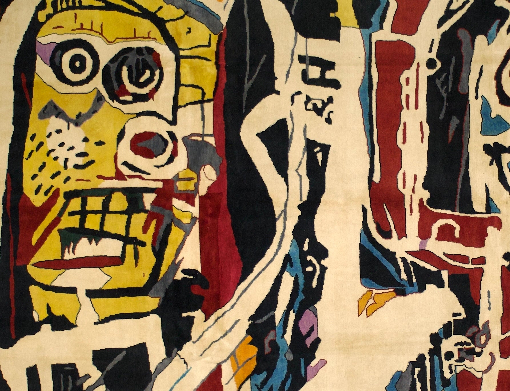 Fine French Wool Rug After Basquiat 5' 9" x 8' 6''