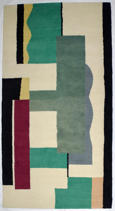 Fine and Rare Mid Century French Wool Rug Design by Fernand Lager 4' 7