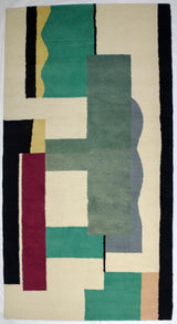 Fine and Rare Mid Century French Wool Rug Design by Fernand Lager 4' 7" x 8' 9"