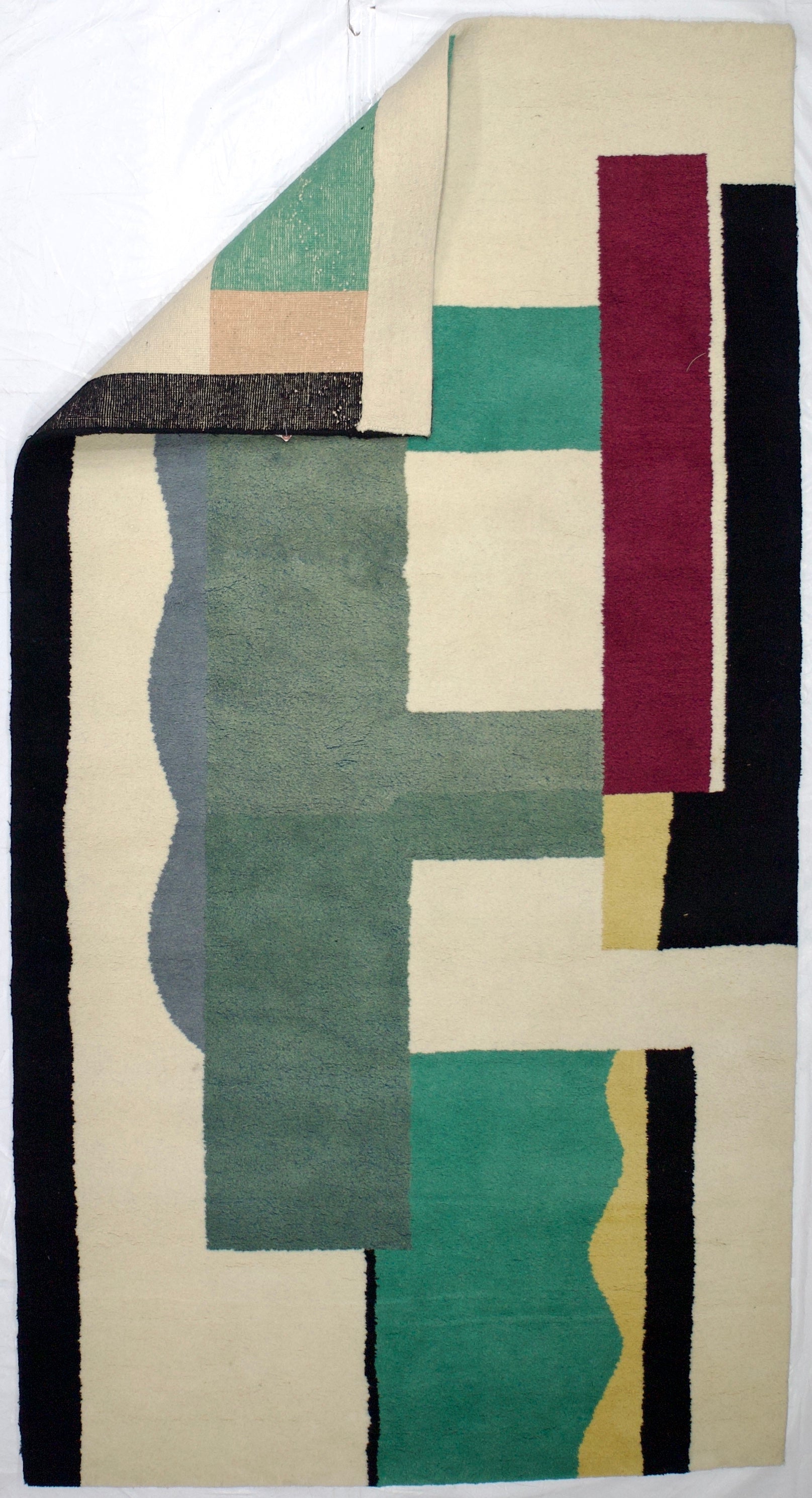 Fine and Rare Mid Century French Wool Rug Design by Fernand Lager 4' 7" x 8' 9"