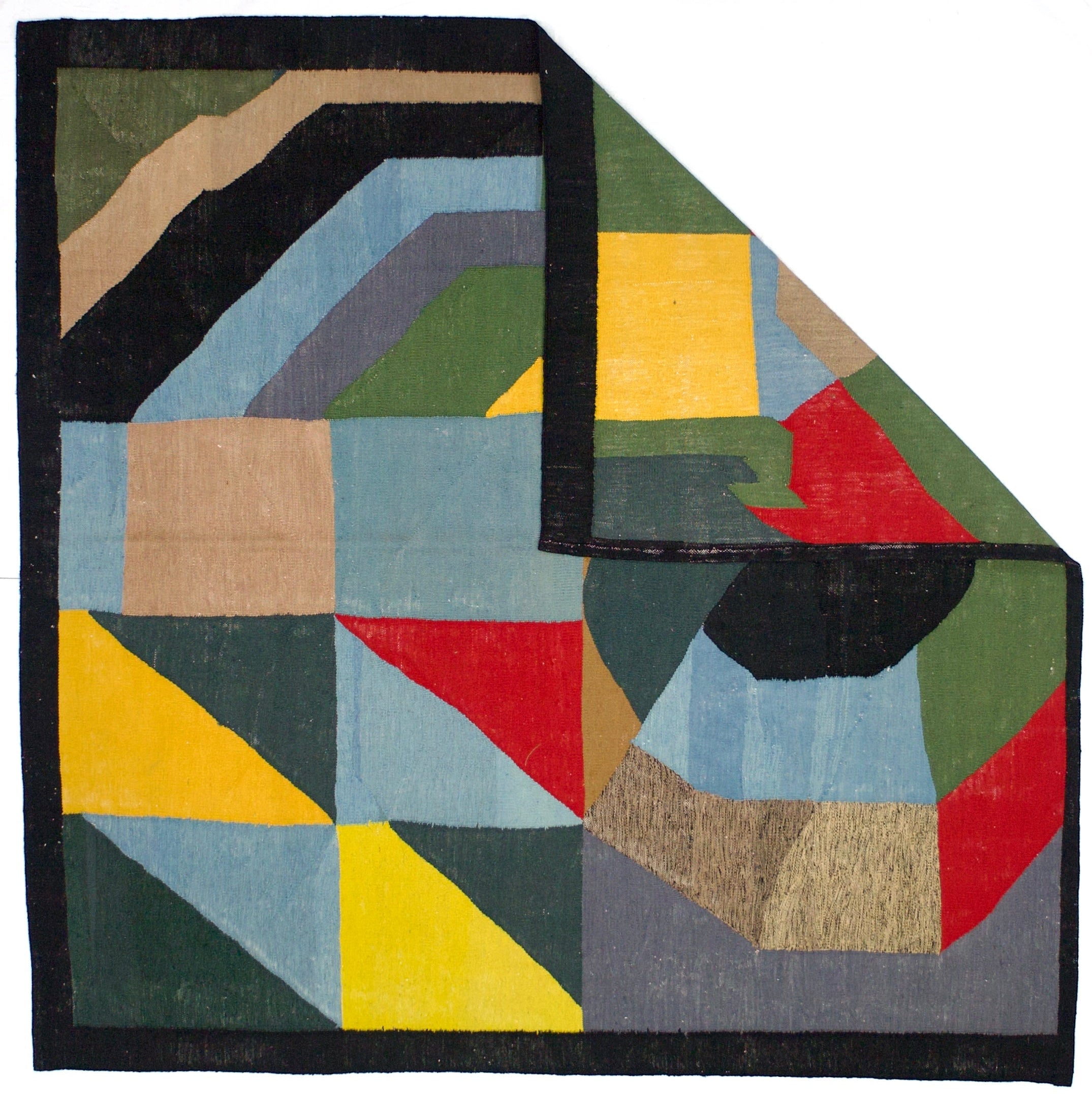Fine Vintage After Sonia Delaunay Design Wool Rug 6' 2" x 6' 2''