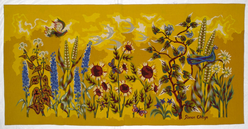 Mid Century French Tapestry Signed and Design by Simon Chase 3'4