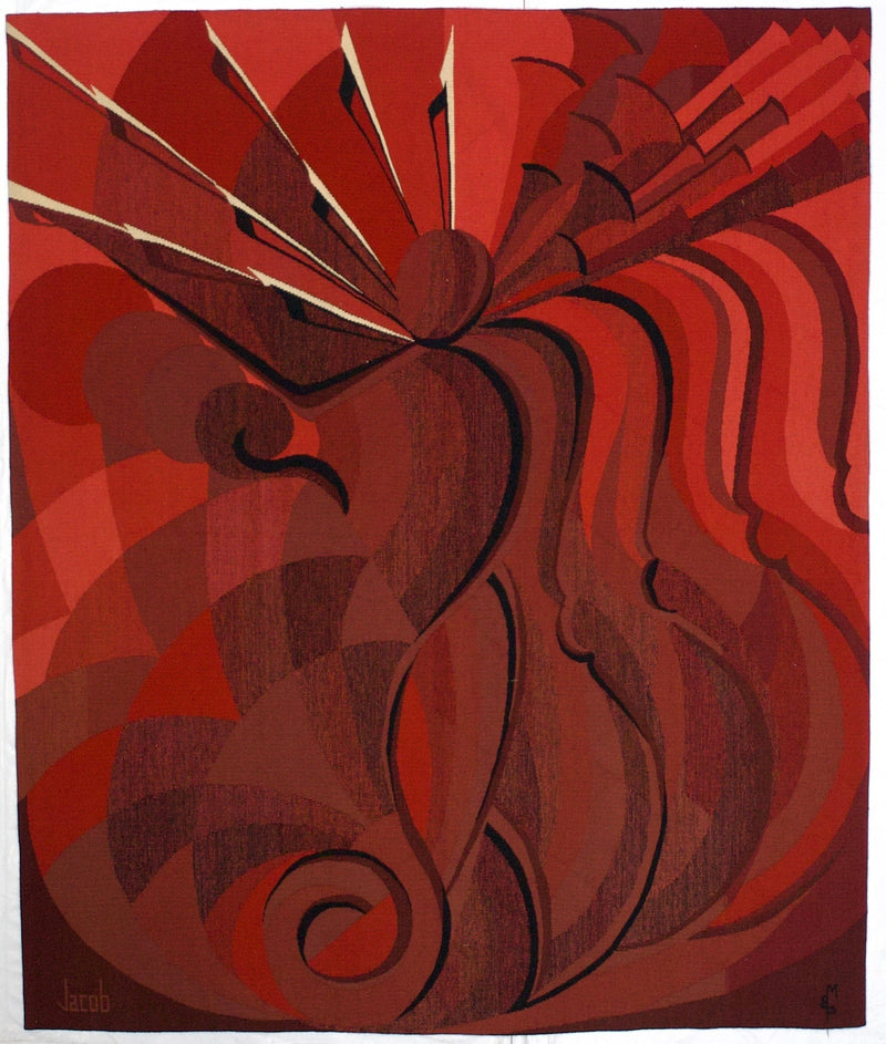 Mid Century Tapestry Signed and Design by Jacob 4' 8