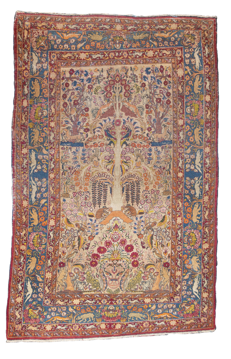 Antique  Tehran Rug 4'3