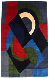 French Mid Century Artistic Rug. Sonia Delaunay Design 4'11" x 8' 2"