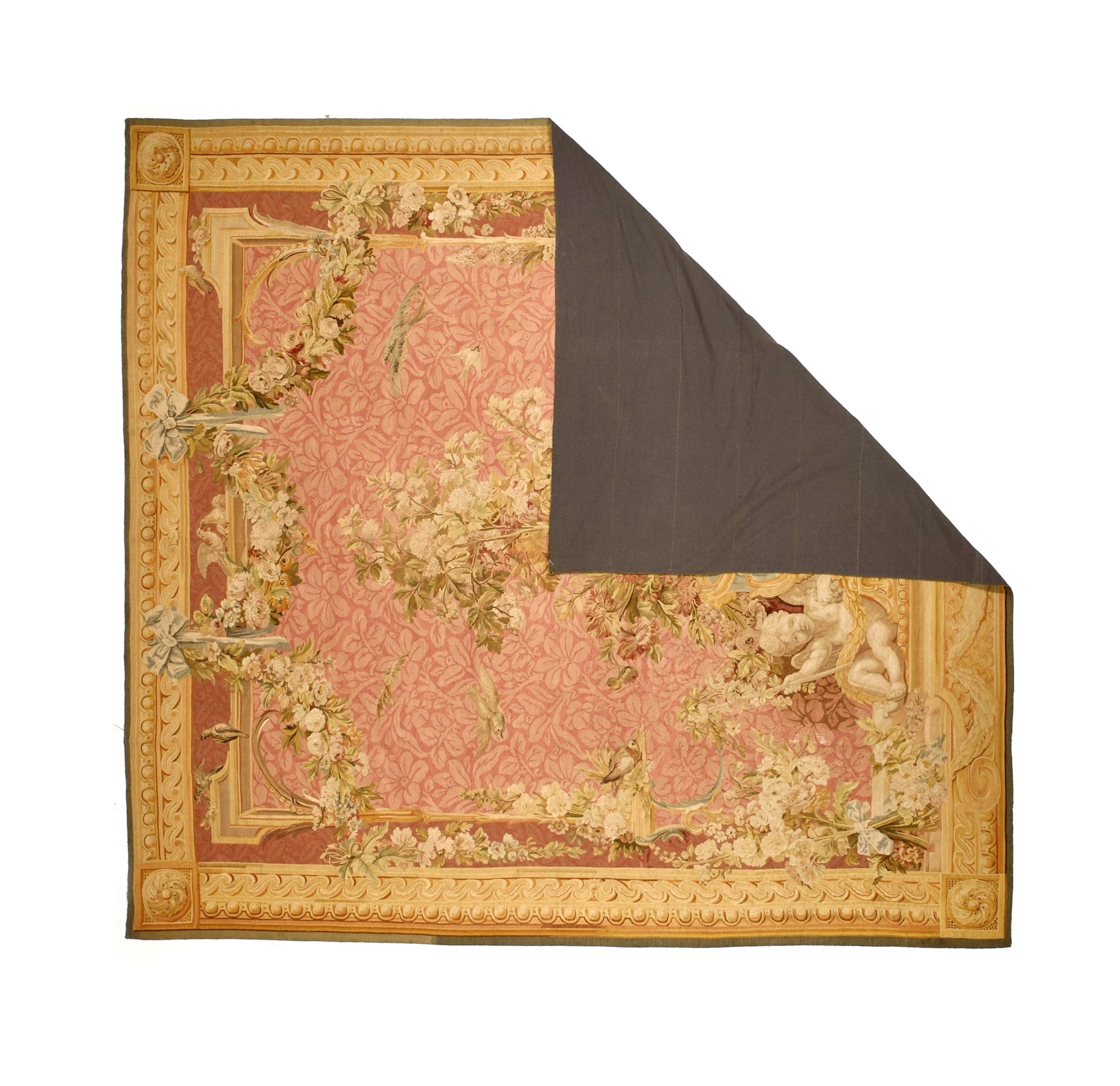 Extremely Fine and Rare Antique French Beauvais Aubusson Tapestry 9'1" x 9' 10''