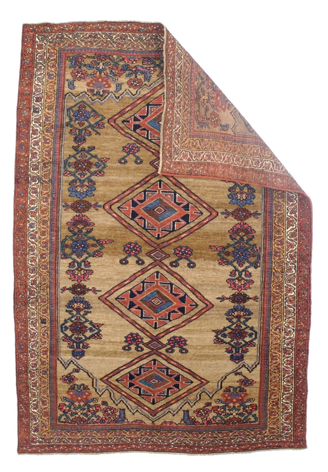 Antique Kurdish Bidjar Rug 4'1" x 5' 11"