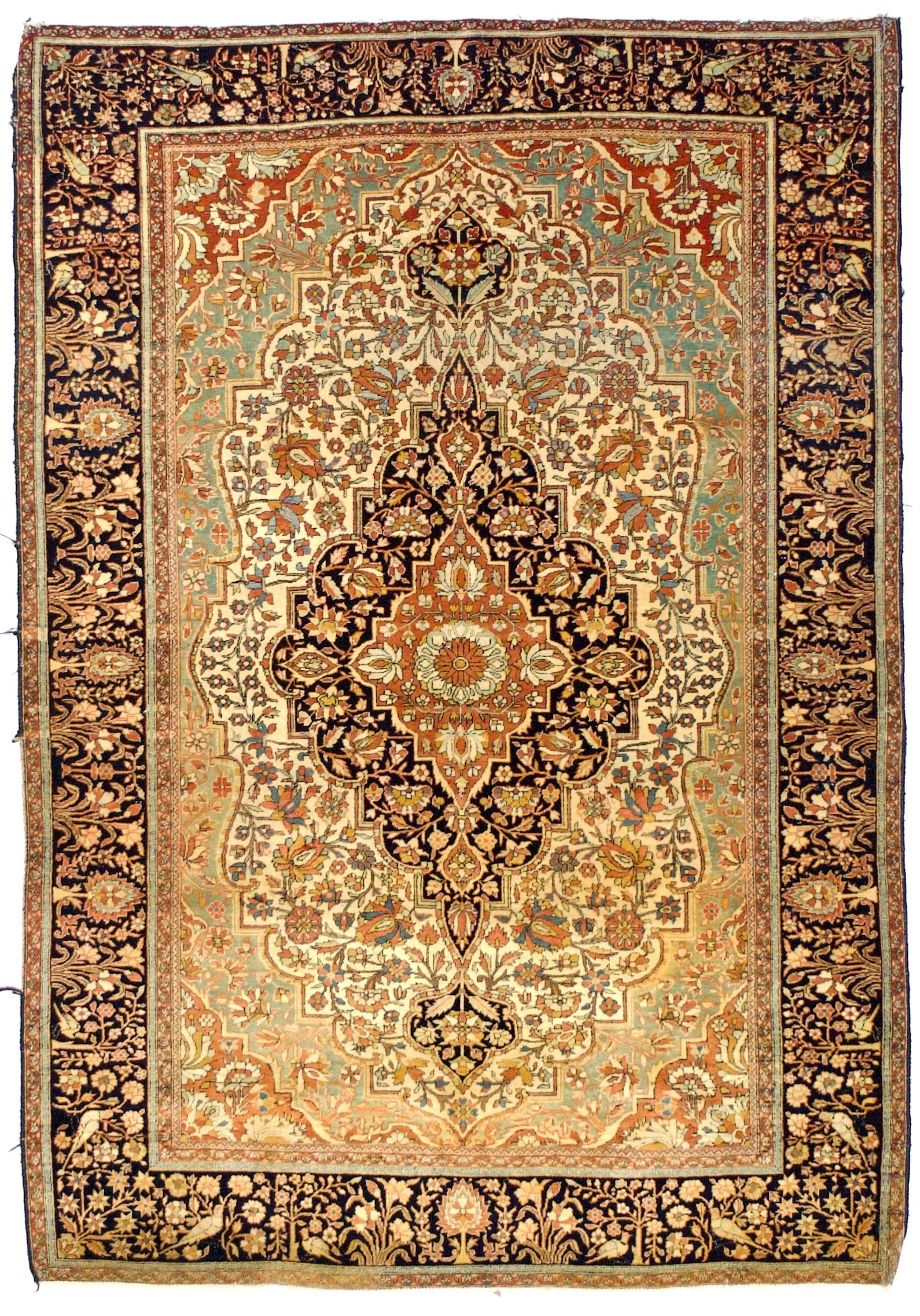Antique Mohtasham Kashan Area Rug 4' 6" x 6'9"