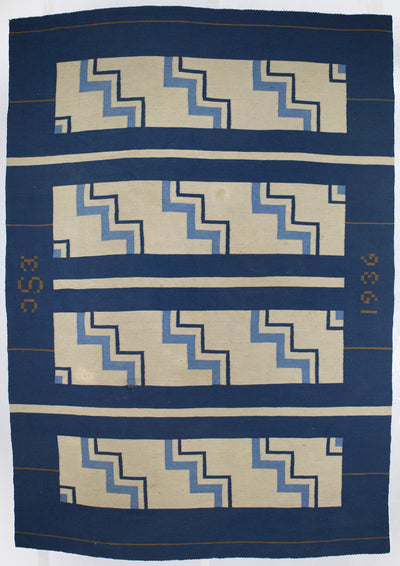 Vintage Swedish Rug Signed and Dated 8' 6