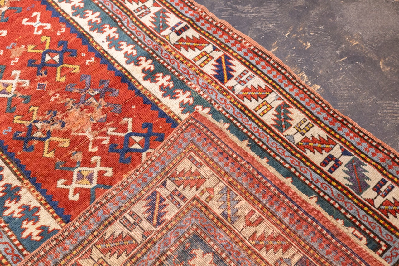 Antique Caucasian Kazak Rug 3' 10" x 6' 9"