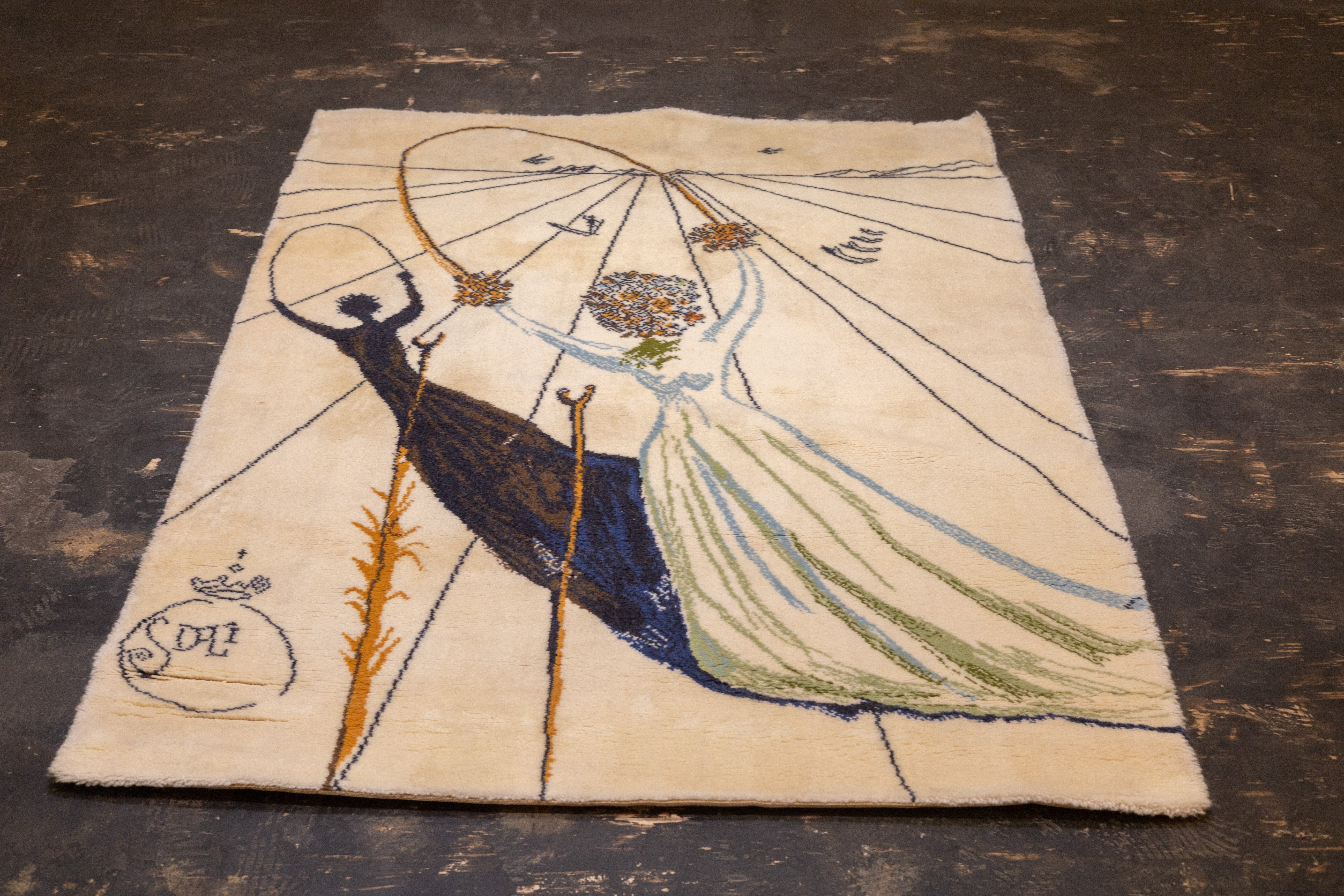 Fine Artistic Rug. Design after Salvador Dali Wool 4' 7" x 6' 6"