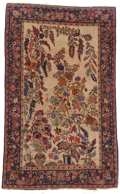 Antique Kashan Rug 4'2