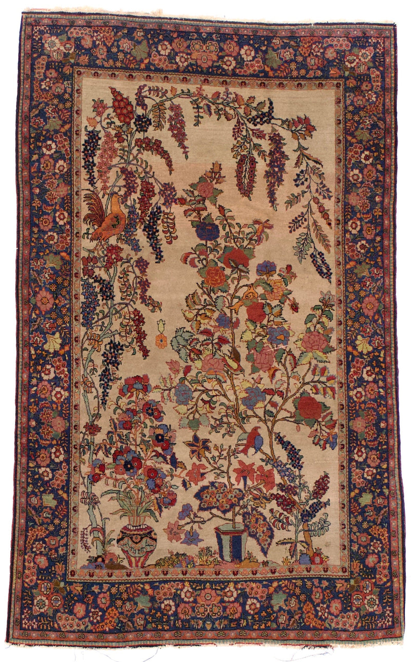 Antique Kashan Rug 4'2