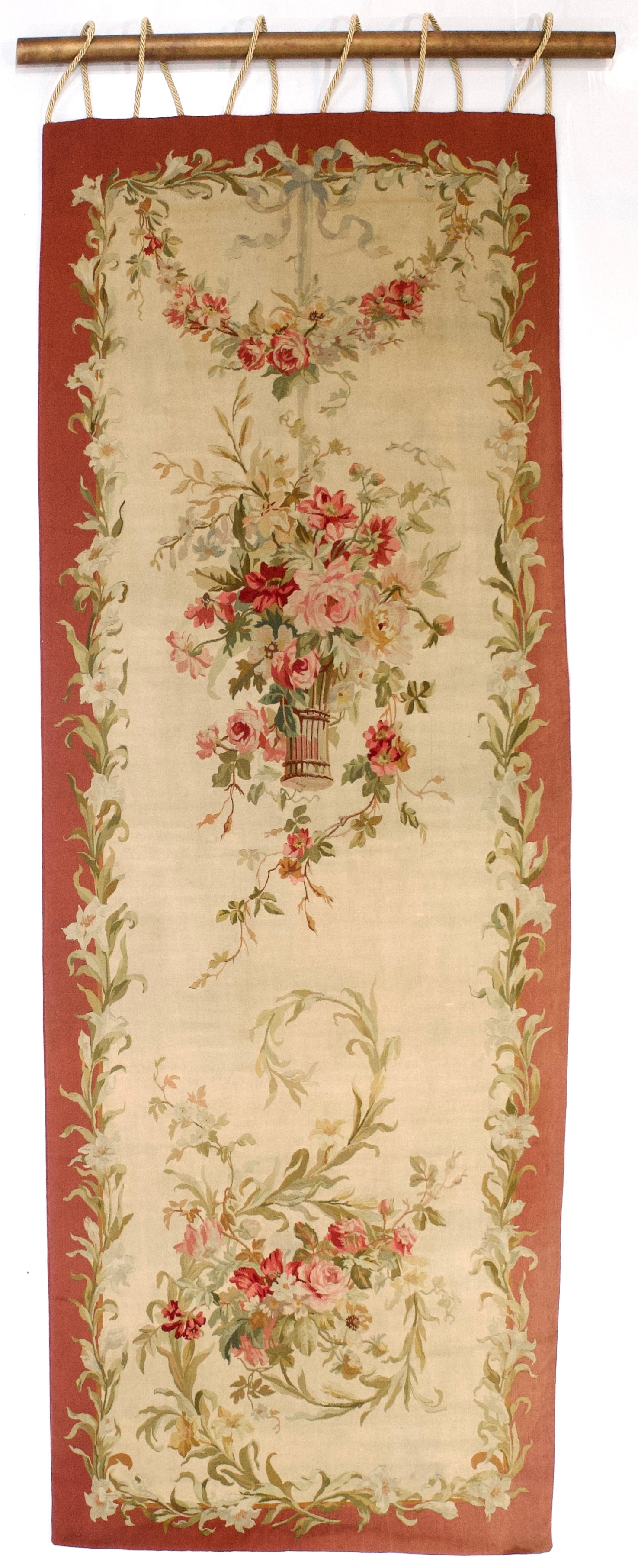 Antique French Aubusson (1 of pair) 3'6" x 9' 11''
