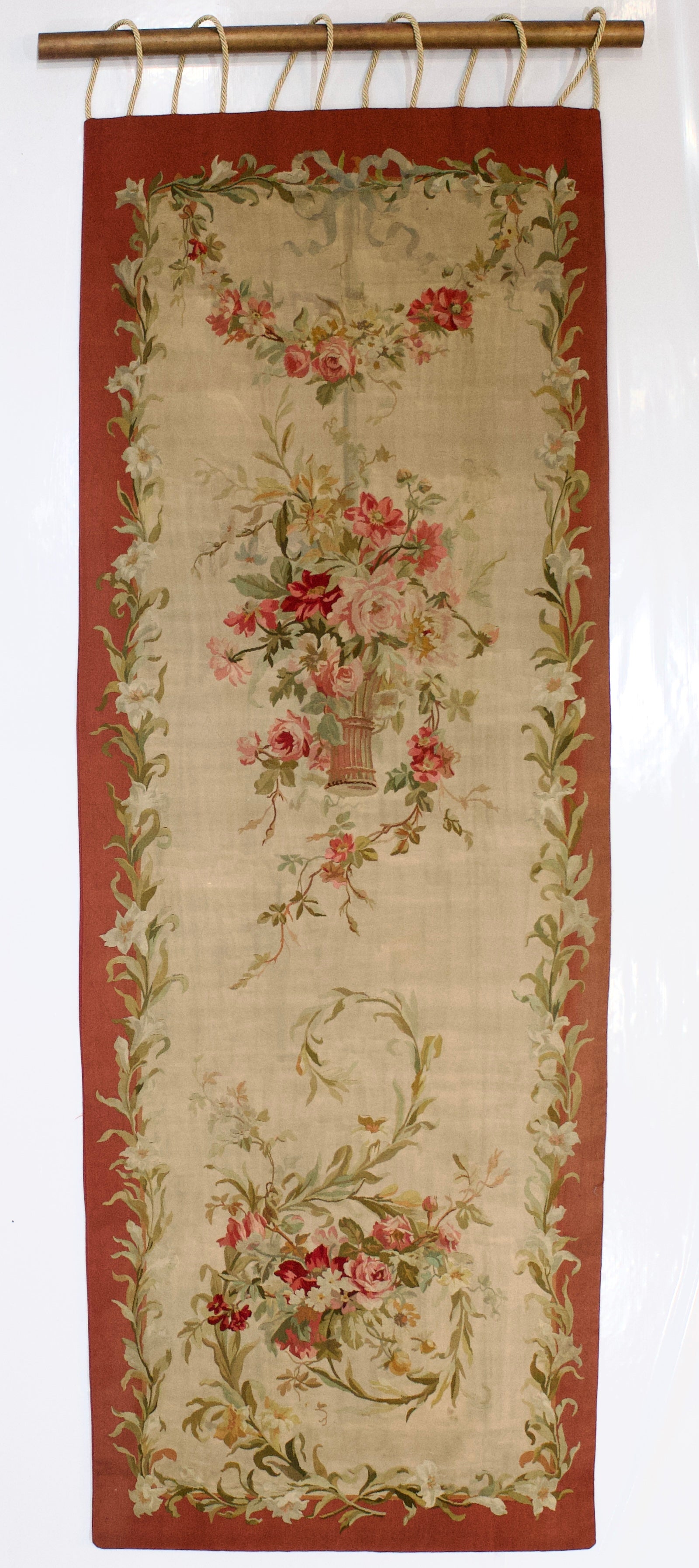 Antique French Aubusson (1 of pair) 3'6" x 9' 11''