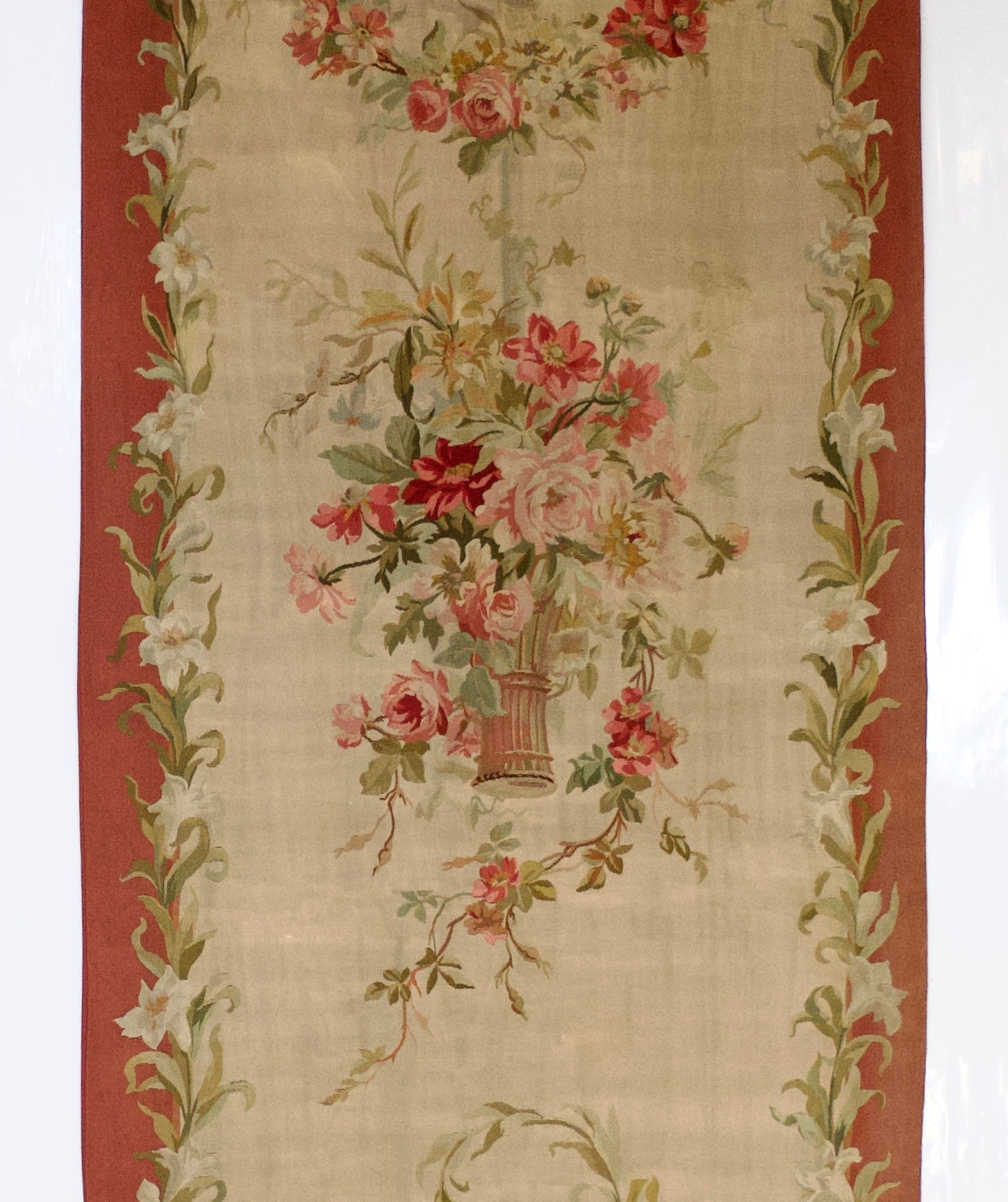 Antique French Aubusson (1 of pair) 3'6" x 9' 11''