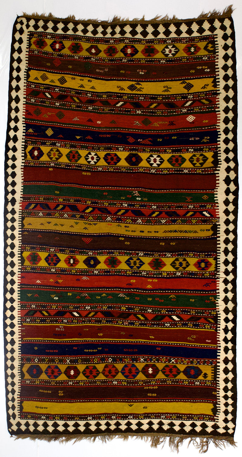 Fine Antique Qashqai Tribal Kilim Rug 5'10