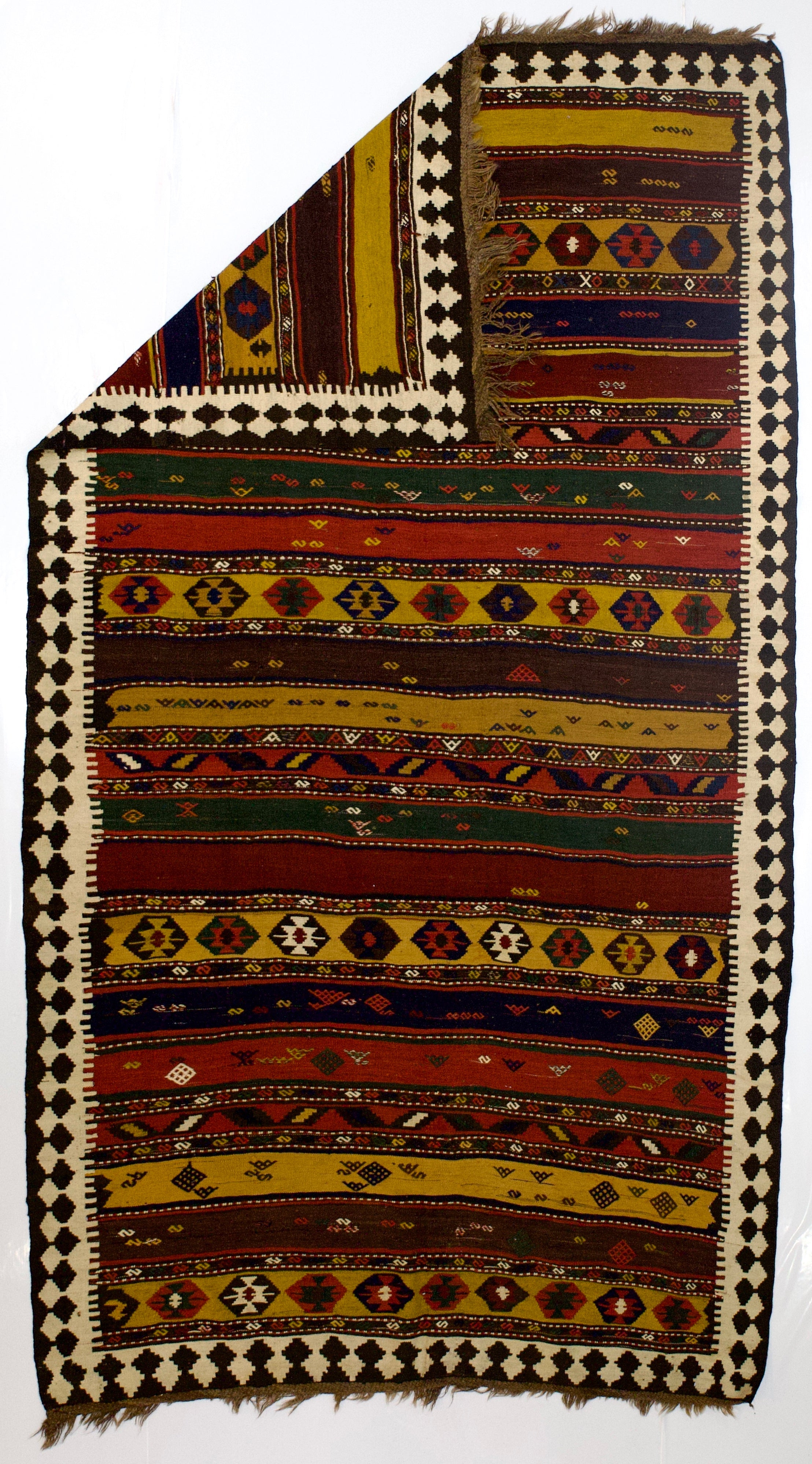 Fine Antique Qashqai Tribal Kilim Rug 5'10" x 11' 0"