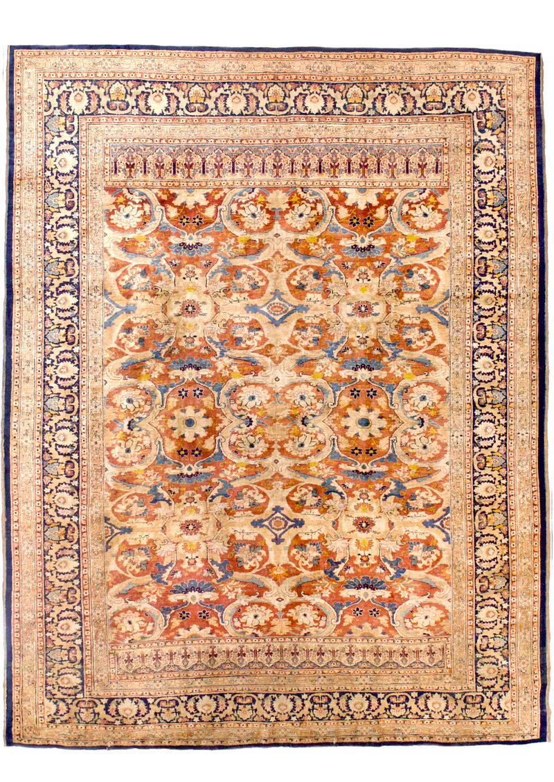 Antique  Silk Heriz Rug 6'5