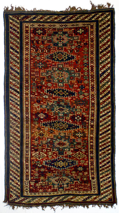 Antique Caucasian Kuba Rug 3'9