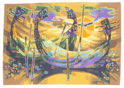 Mid Century French Tapestry Signed and Design by Robert Debieve 4' 0