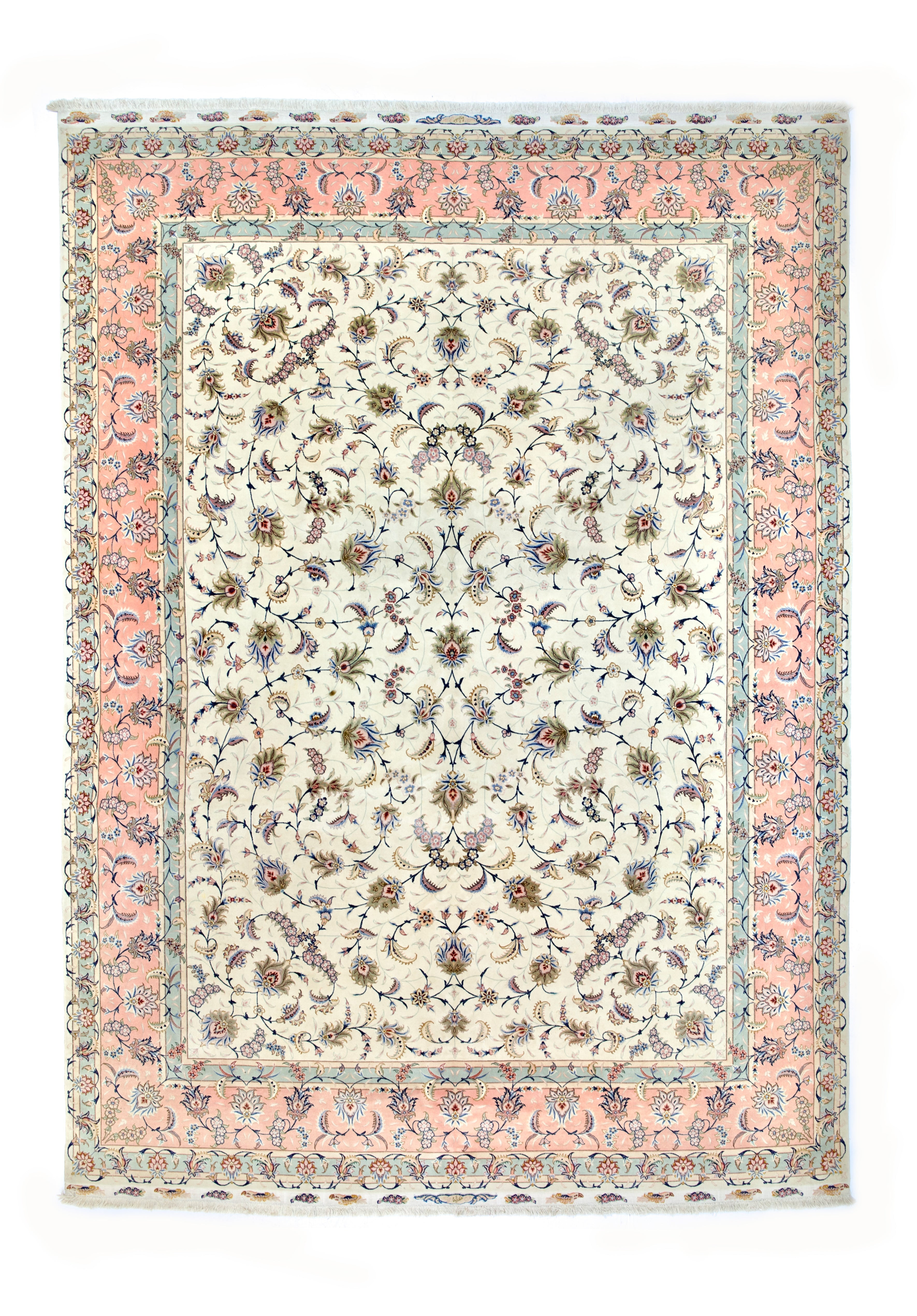 Extremely Fine  Tabriz Wool and Silk 60 Raj Rug 9' 9'' x 13' 6''