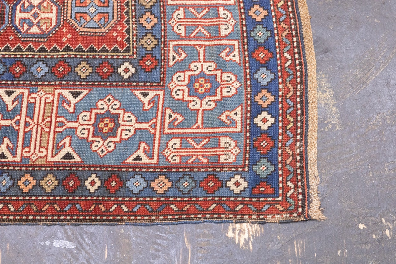 Antique Caucasian Lezgi Rug 4'2" x 6' 4"