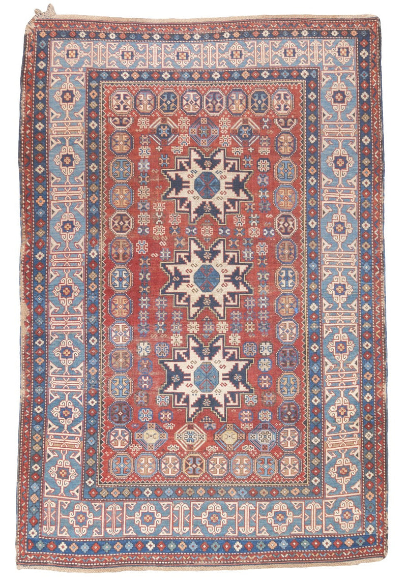 Antique Caucasian Lezgi Rug 4'2