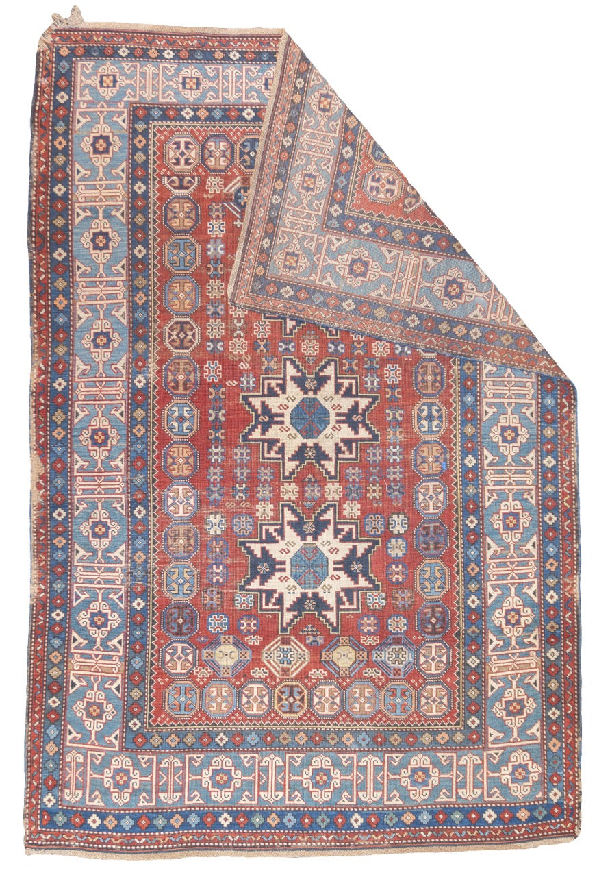 Antique Caucasian Lezgi Rug 4'2" x 6' 4"