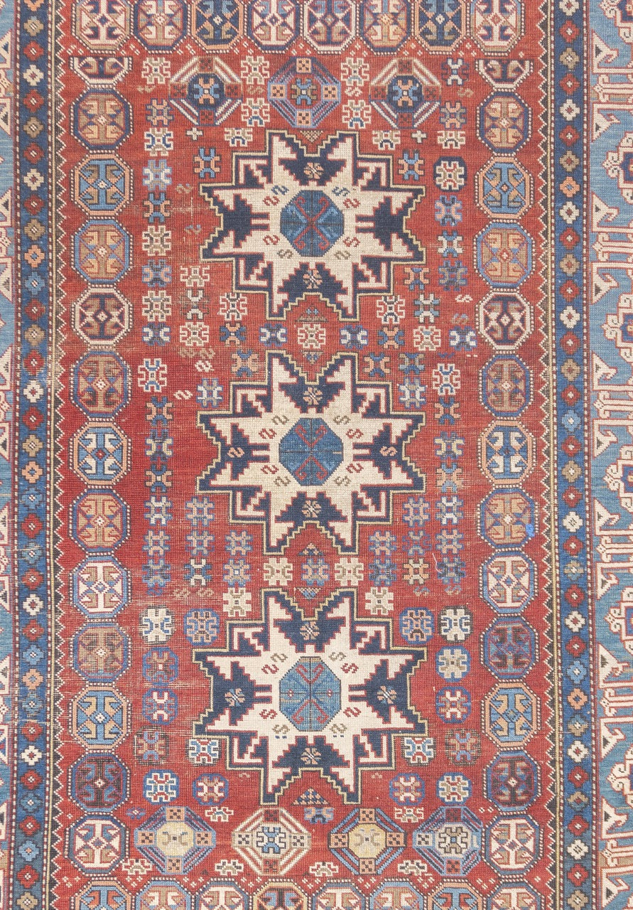 Antique Caucasian Lezgi Rug 4'2" x 6' 4"
