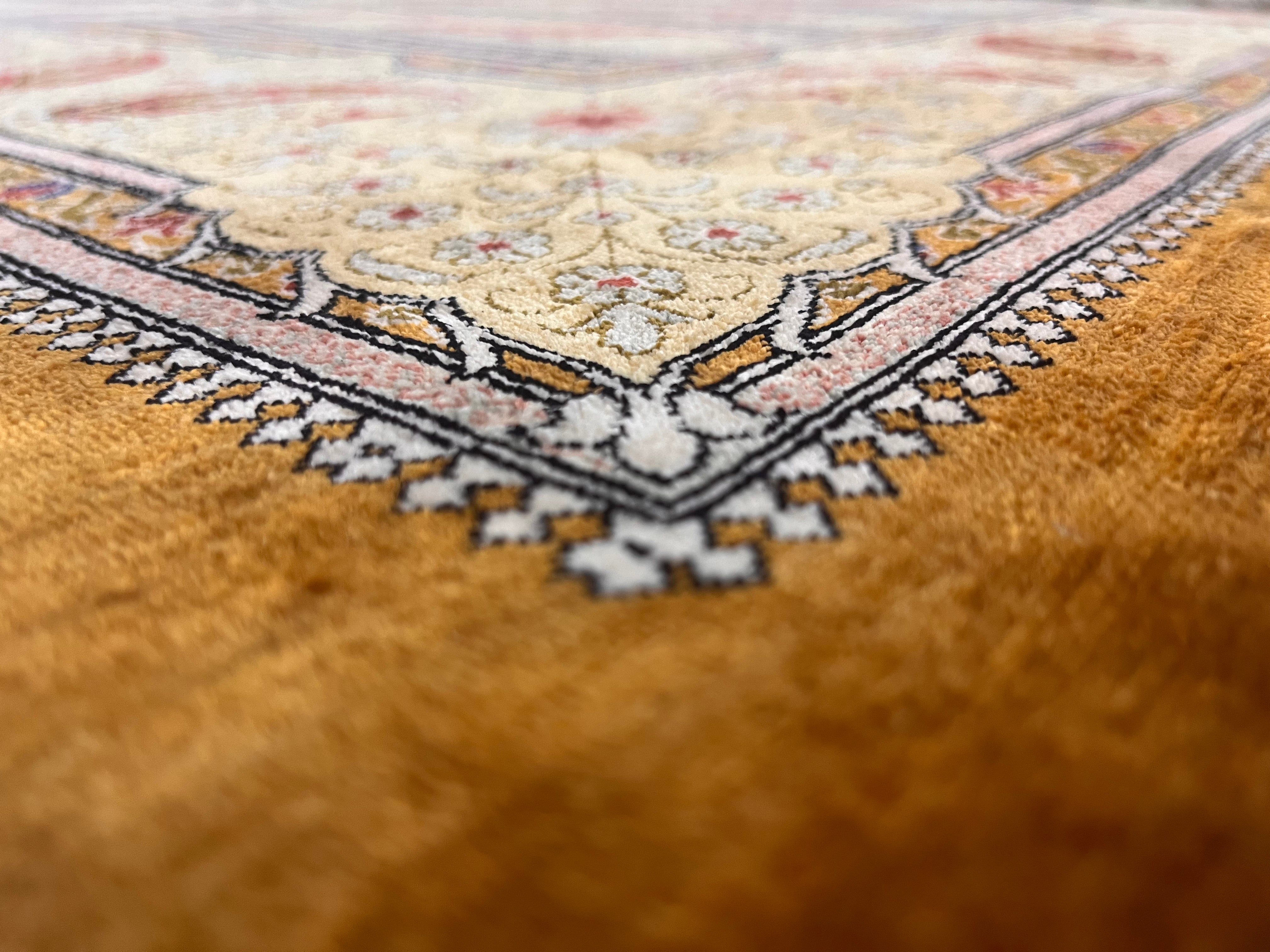 Extremely Fine  Silk Qum Rug 6'7" x 9' 11"