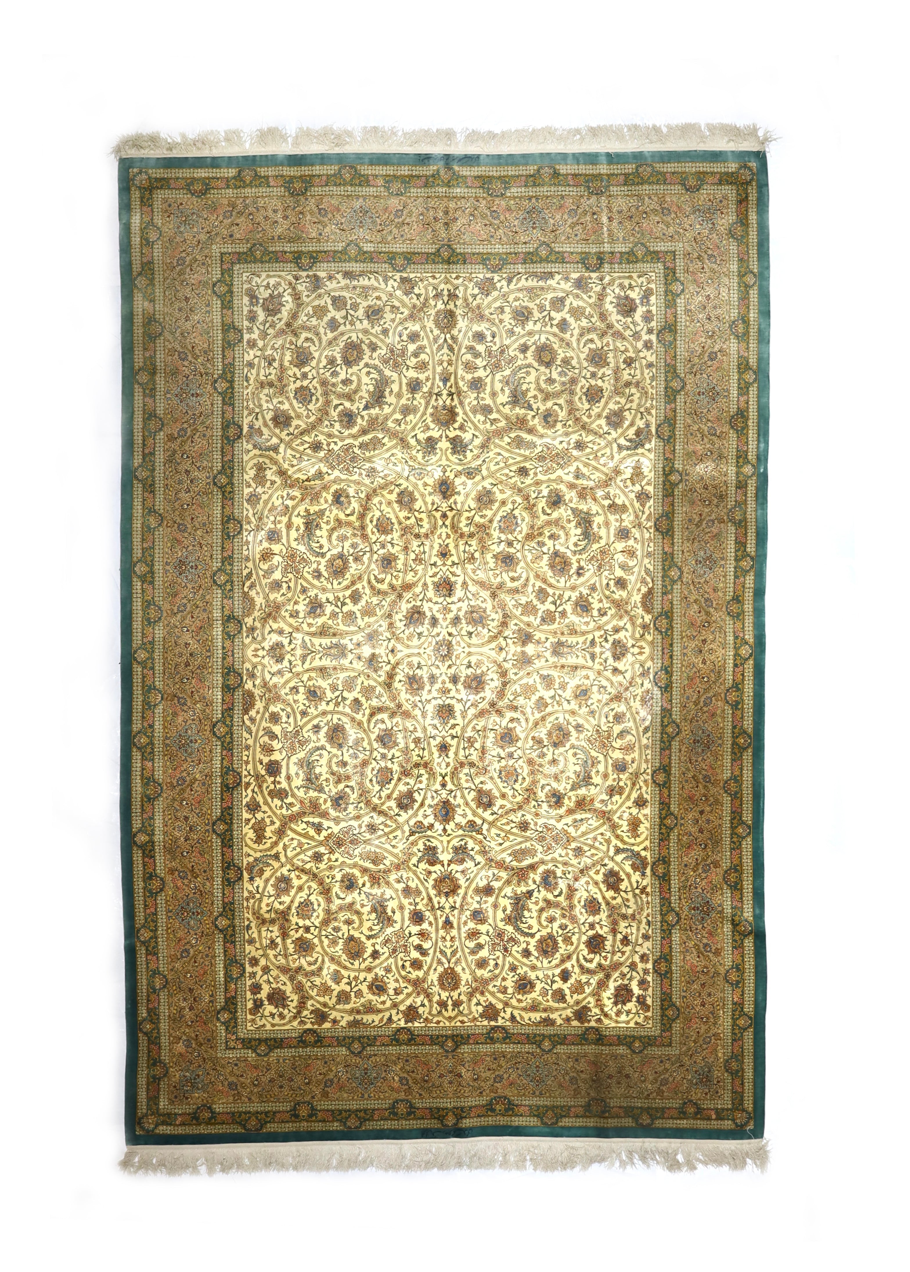 Extremely Fine  Silk Qum Rug 6'6" x 9' 11"