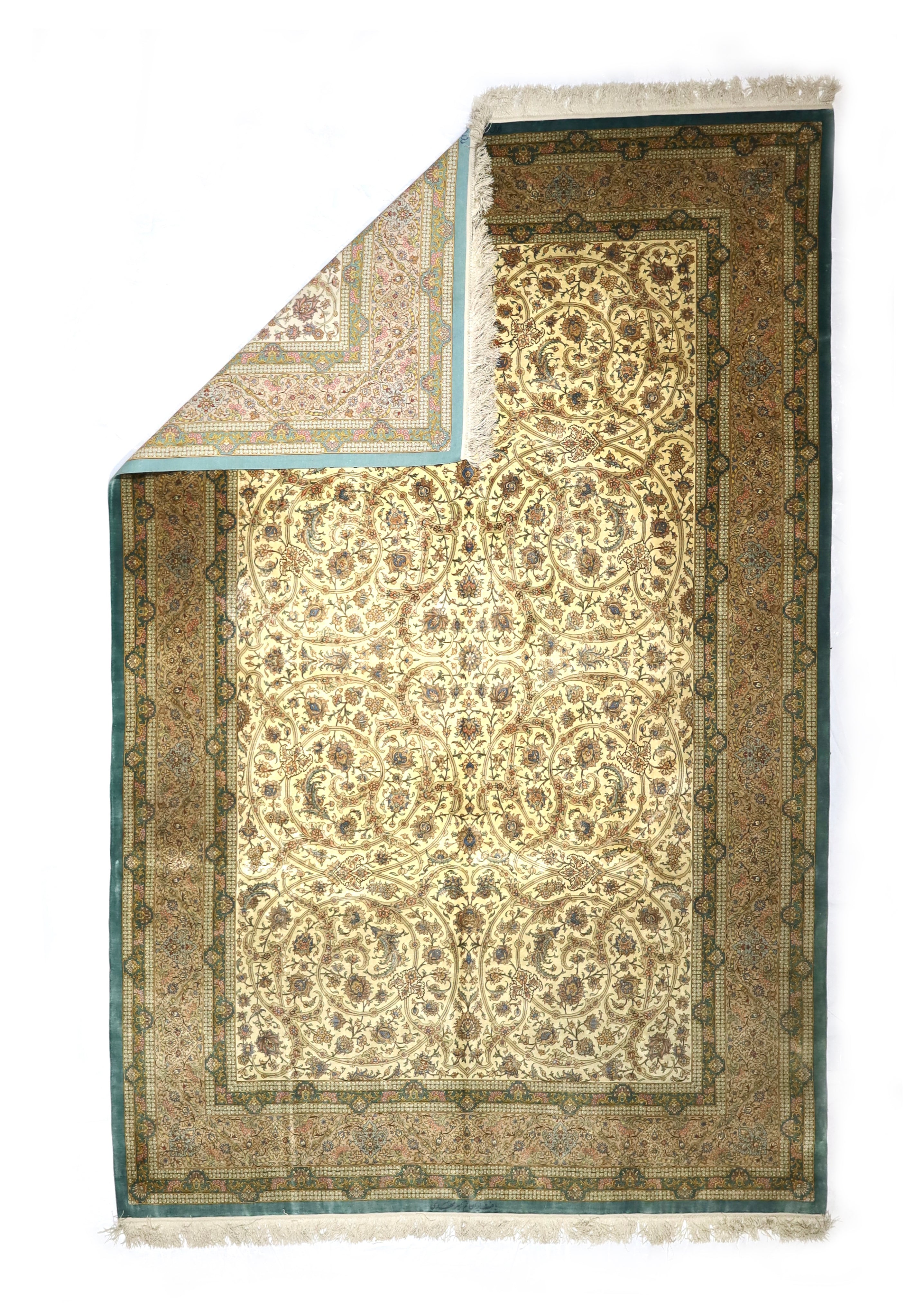 Extremely Fine  Silk Qum Rug 6'6" x 9' 11"