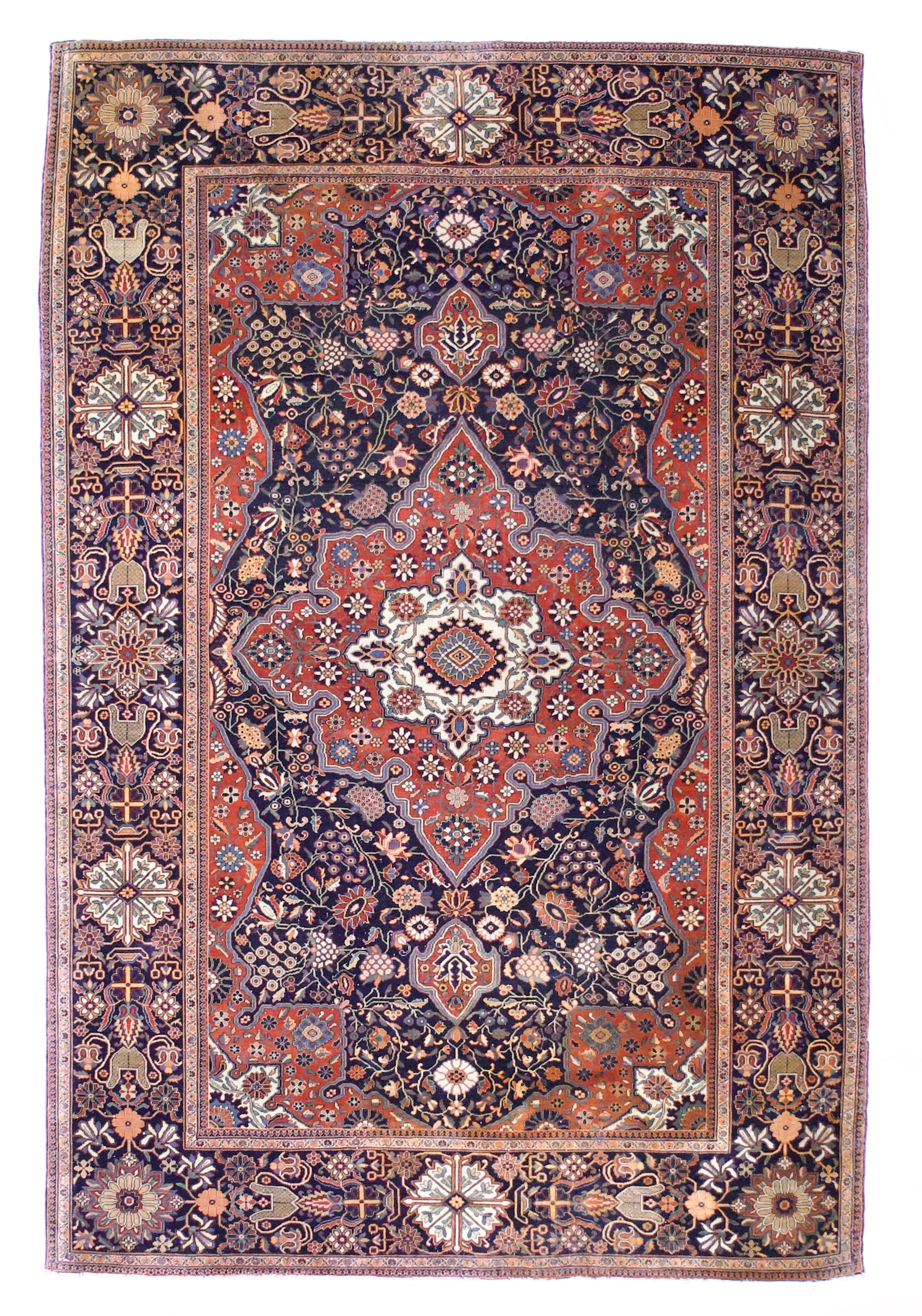 Antique Mohtasham Kashan Rug 4' 6" x 6' 11"