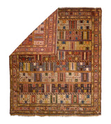Antique  Qashqai Wool Foundation Rug 6' 0" x 7' 1''