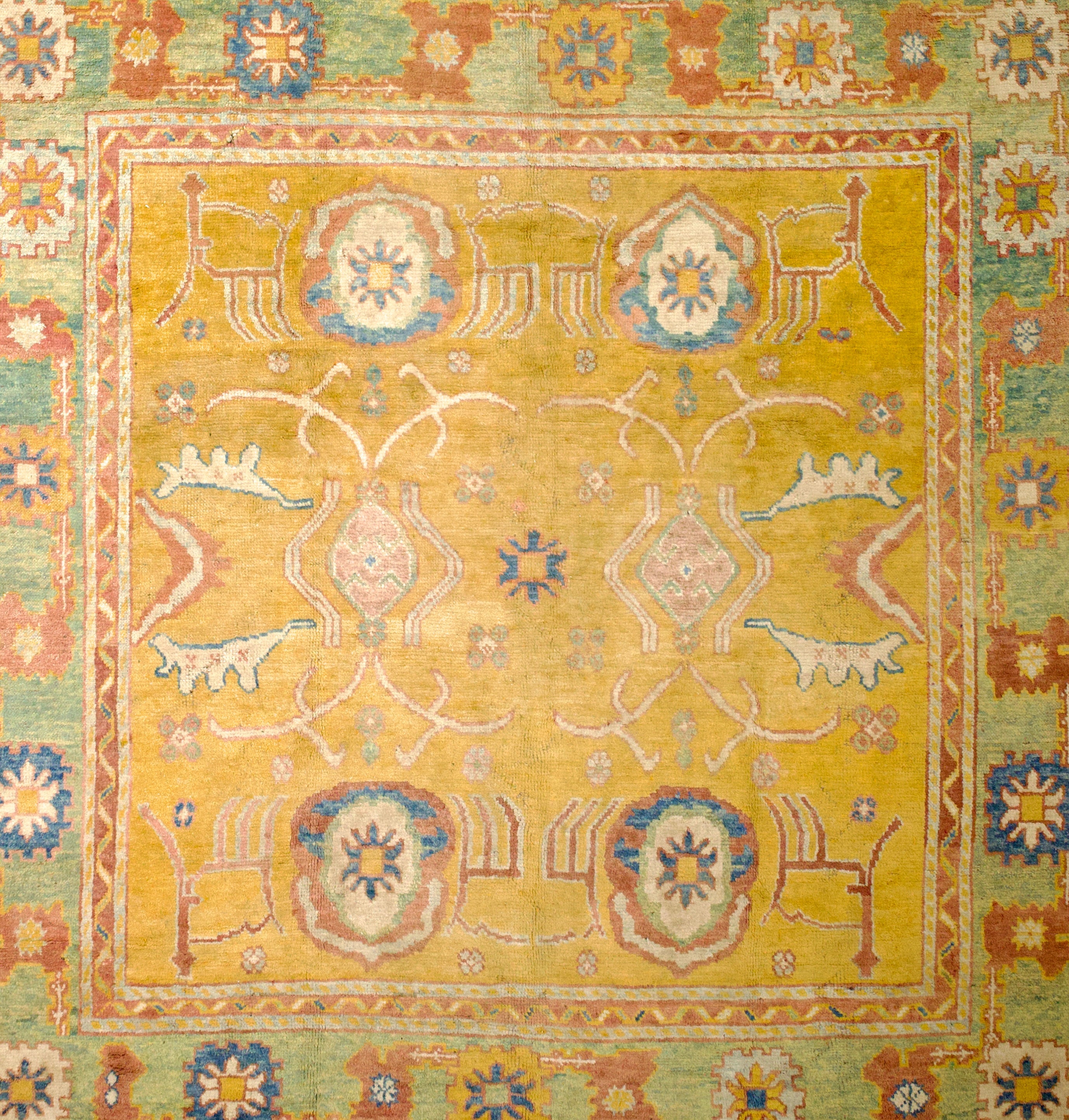 Antique Irish Donegal Rug 9'5" x 9' 5''