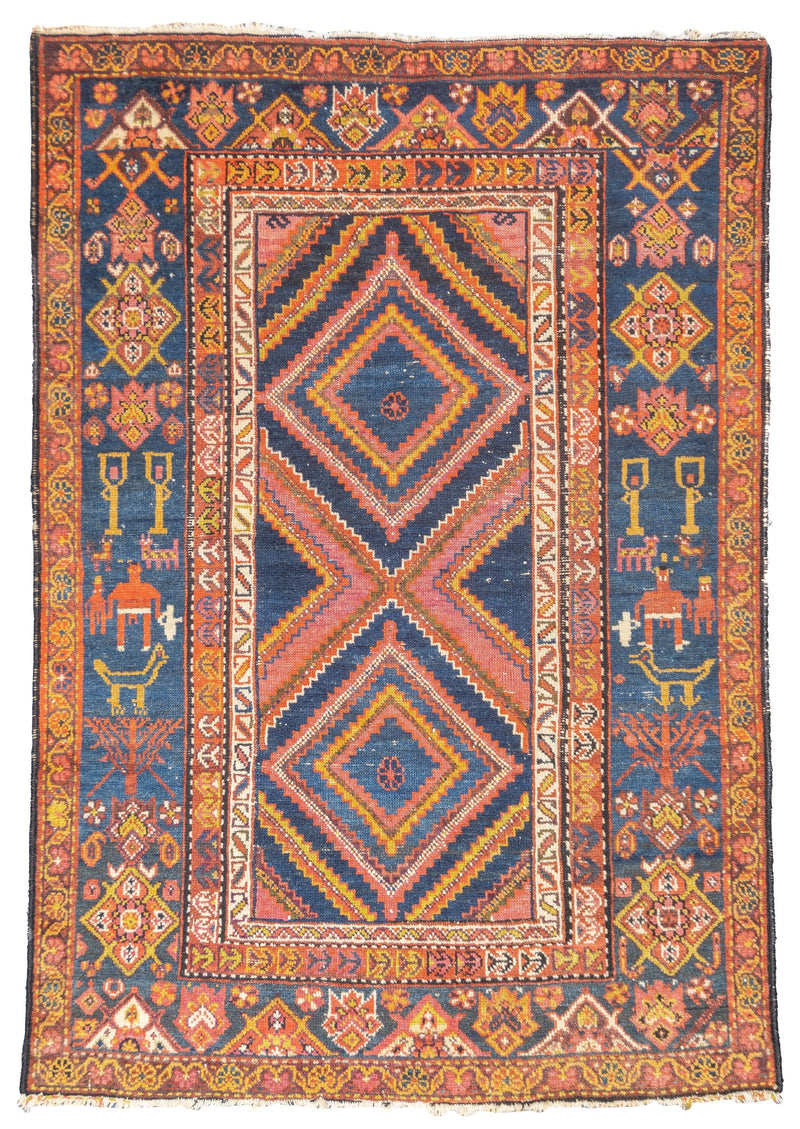 Antique  Malayer Rug 3'5'' x 4'11''