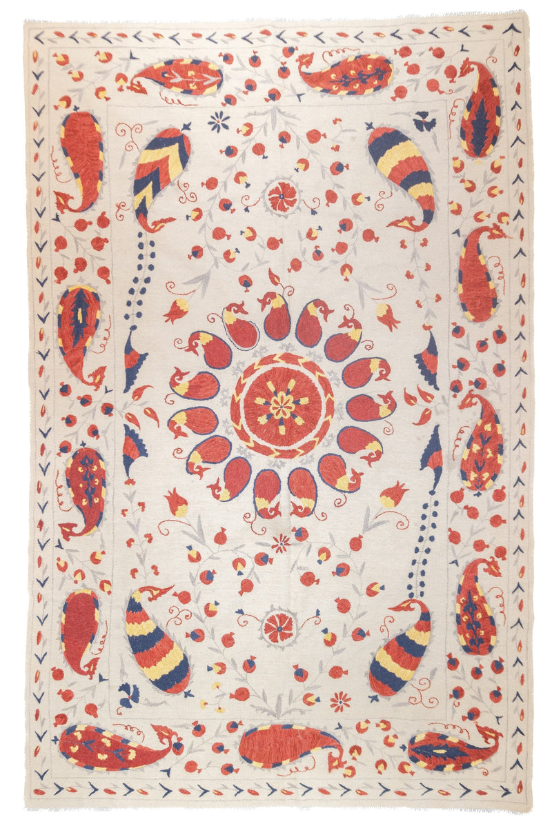 Fine Antique Uzbek Suzani Rug 6'3'' x 9'9''