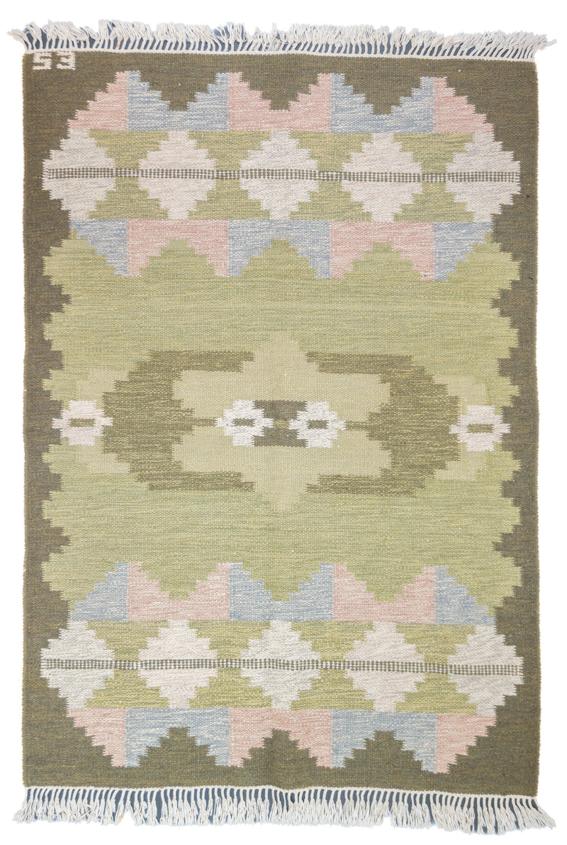 Fine Vintage Swedish Kilim Rug 4'6'' x 5'5''