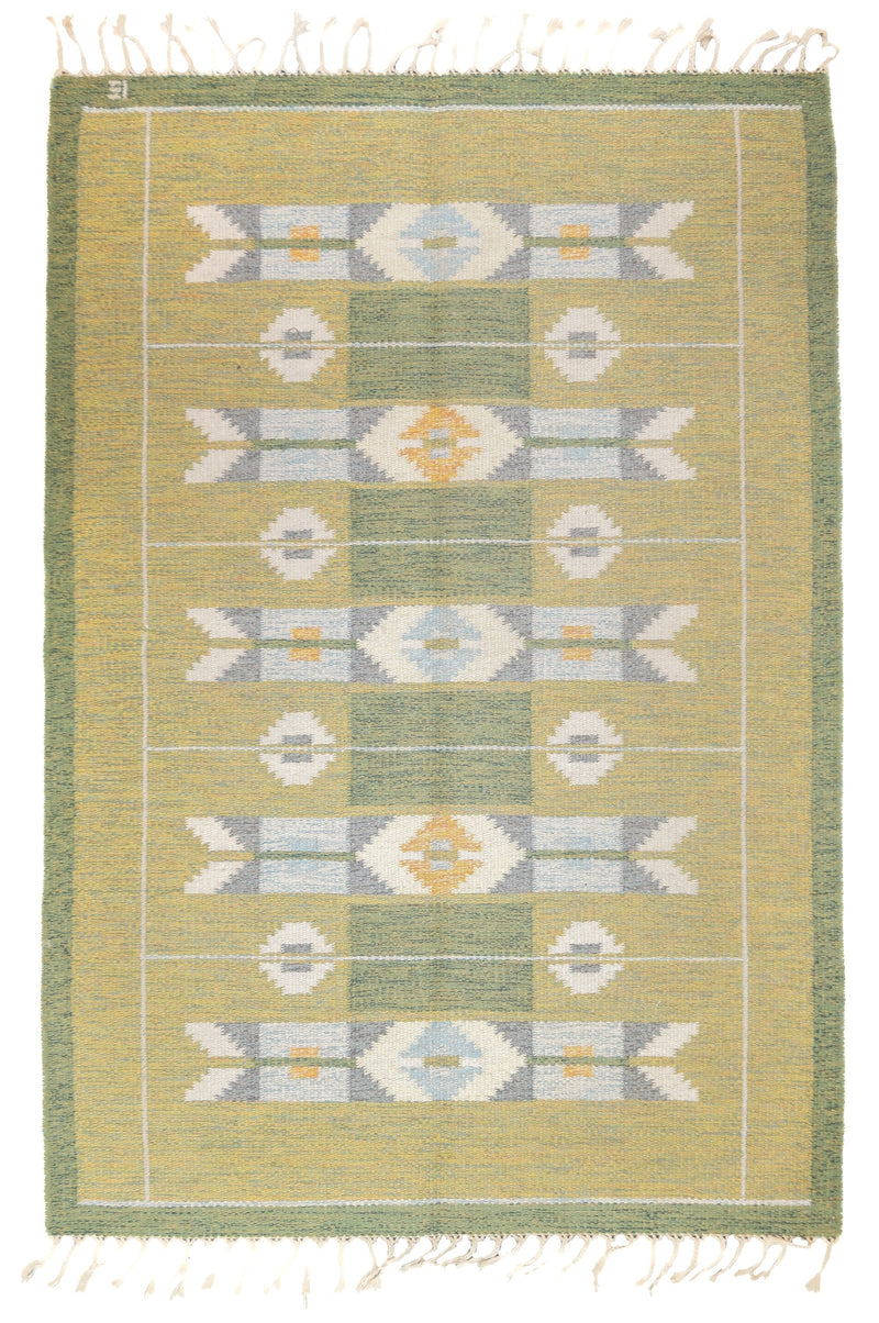 Fine Vintage Swedish Kilim Rug 4'6'' x 5'7''